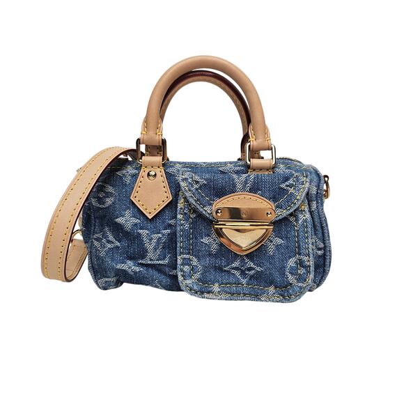 Louis Vuitton Handbags - Louis Vuitton Monogram Denim Nano Speedy Bandouliere Blue